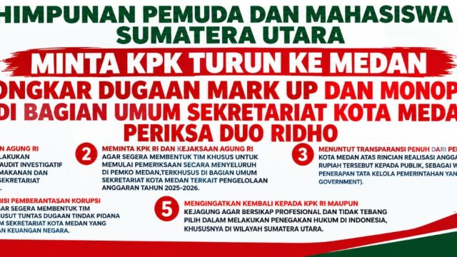 HIPMASU Desak Kejatisu Bongkar Dugaan Mark-Up Mamin Setda Medan, Rp17,11 Miliar Jadi Sorotan