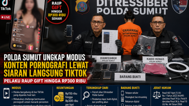 Demi Gift TikTok, Seorang Perempuan di Medan Diduga Siarkan Konten Pornografi, Raup Rp300 Ribu Sehari